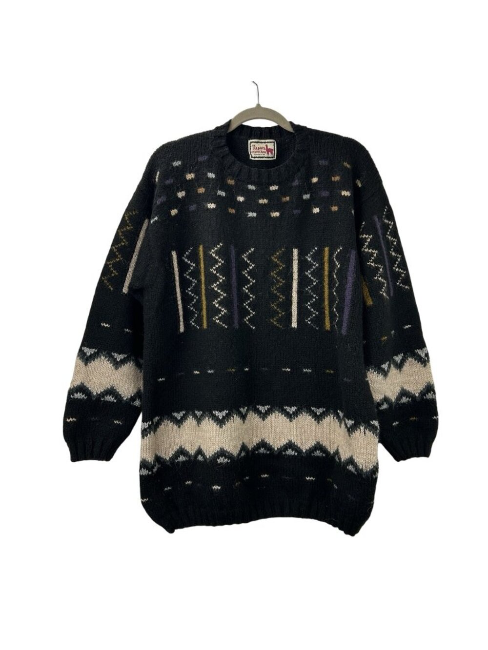 The Alpaca Connection Sweater Pullover XL Geometric Nordic Boho 100% Alpaca Peru